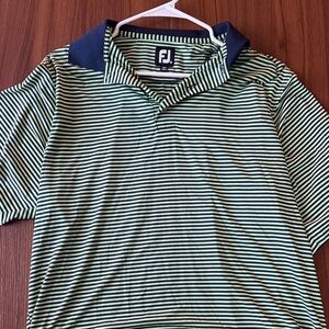 FootJoy Green and Black Striped Polo Shirt